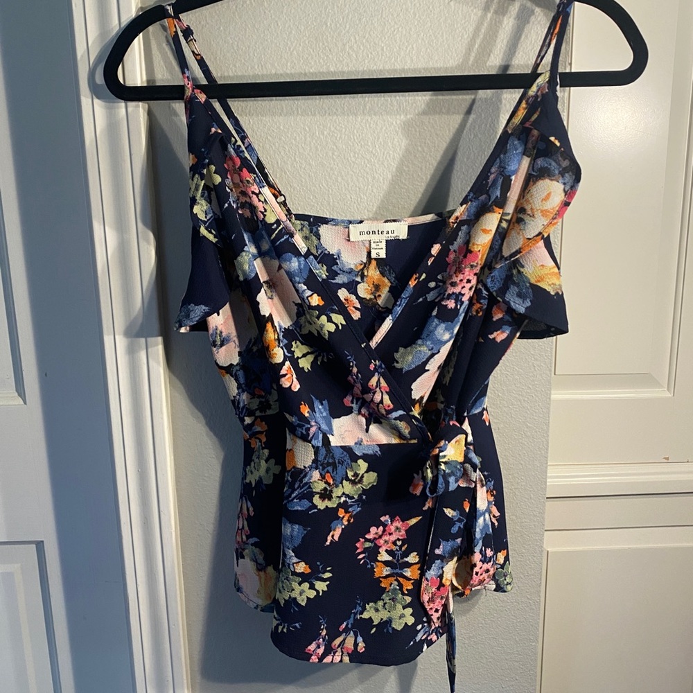 monteau small flower top blouse straps